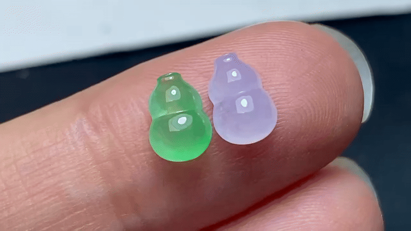 1042557 翡翠高冰紫綠葫蘆一對