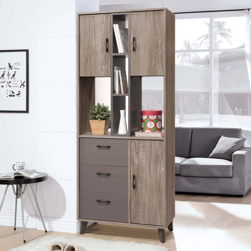 奧瓦2.7尺工業風屏風高鞋櫃/玄關收納櫃/展示置物櫃/雙面造型隔間櫃