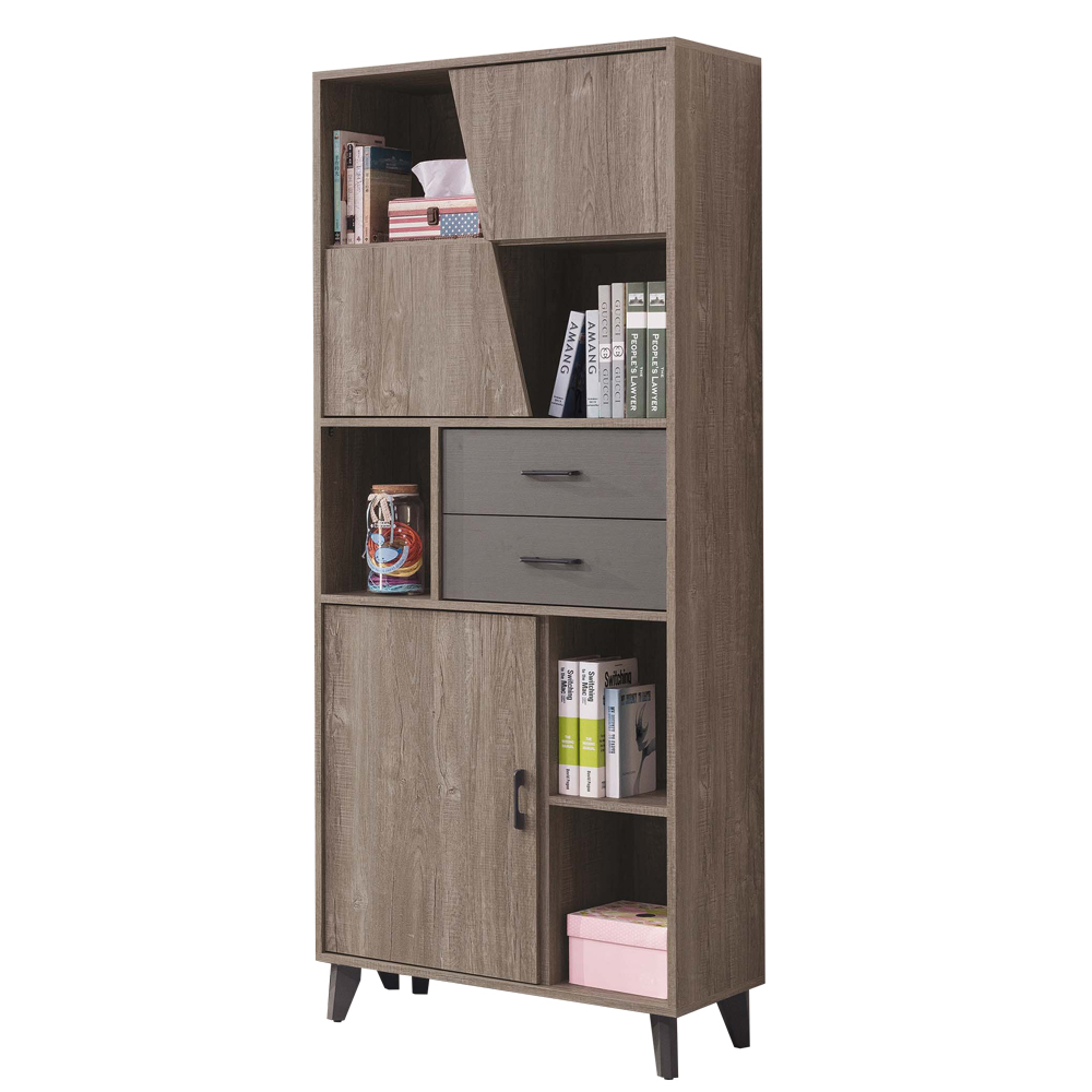 奧瓦2.7尺工業風半開放式書櫃/多功能收納櫃/展示櫃/置物櫃