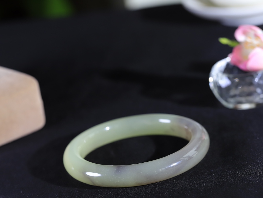 104113 58.5mm和田玉煙紫晴水雙色手鐲 (58-60)