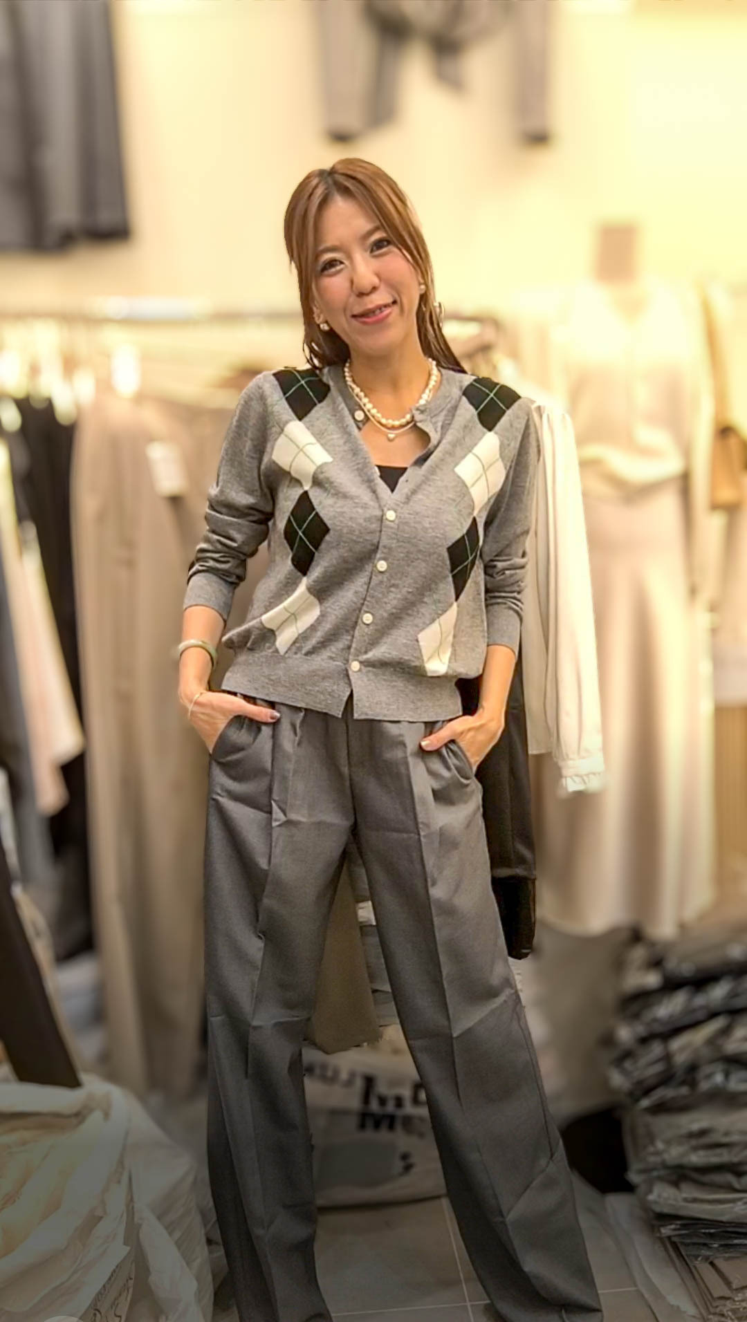 🥰K2010  ▶️經典菱格紋外套 👉B:116cm L:54.cm
