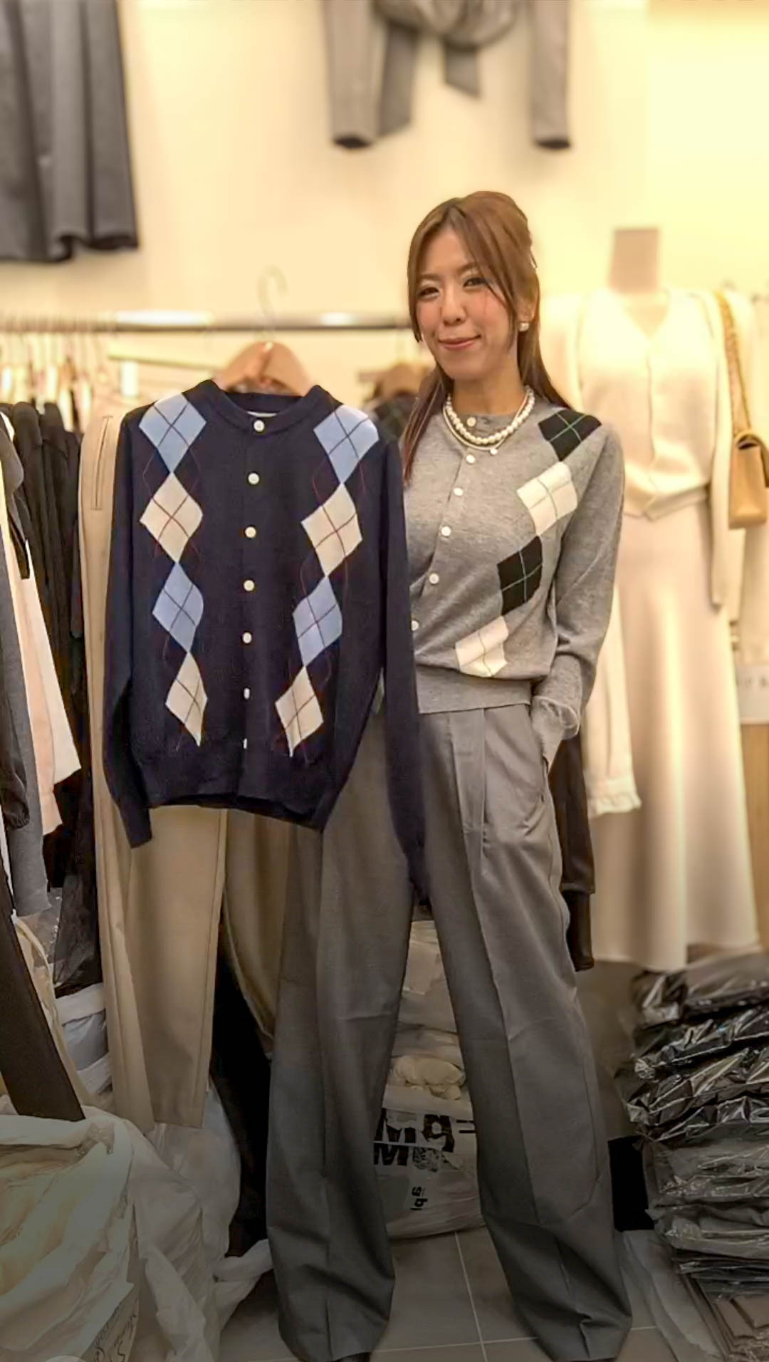 🥰K2010  ▶️經典菱格紋外套 👉B:116cm L:54.cm