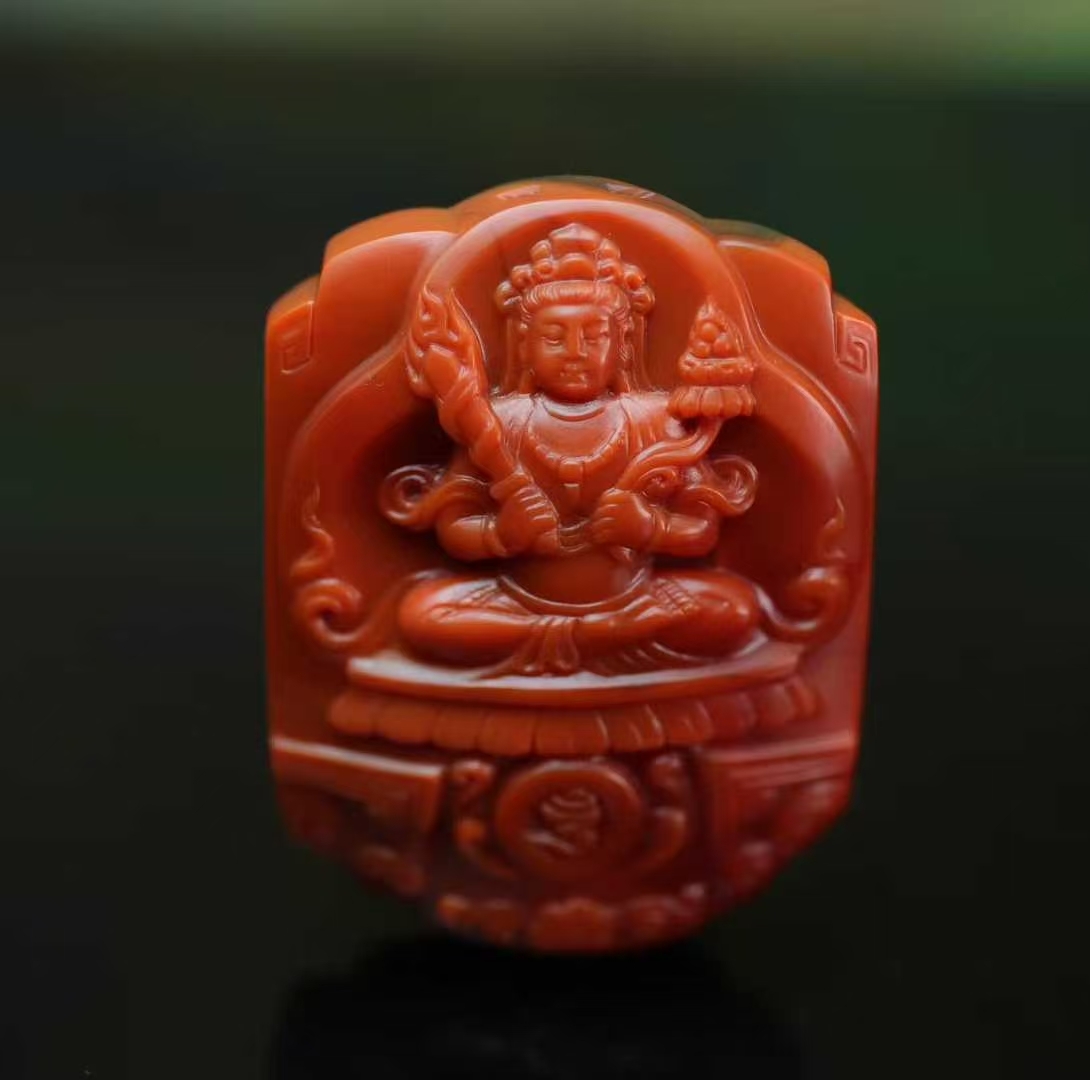 南紅虛空藏菩薩,天然南紅瑪瑙