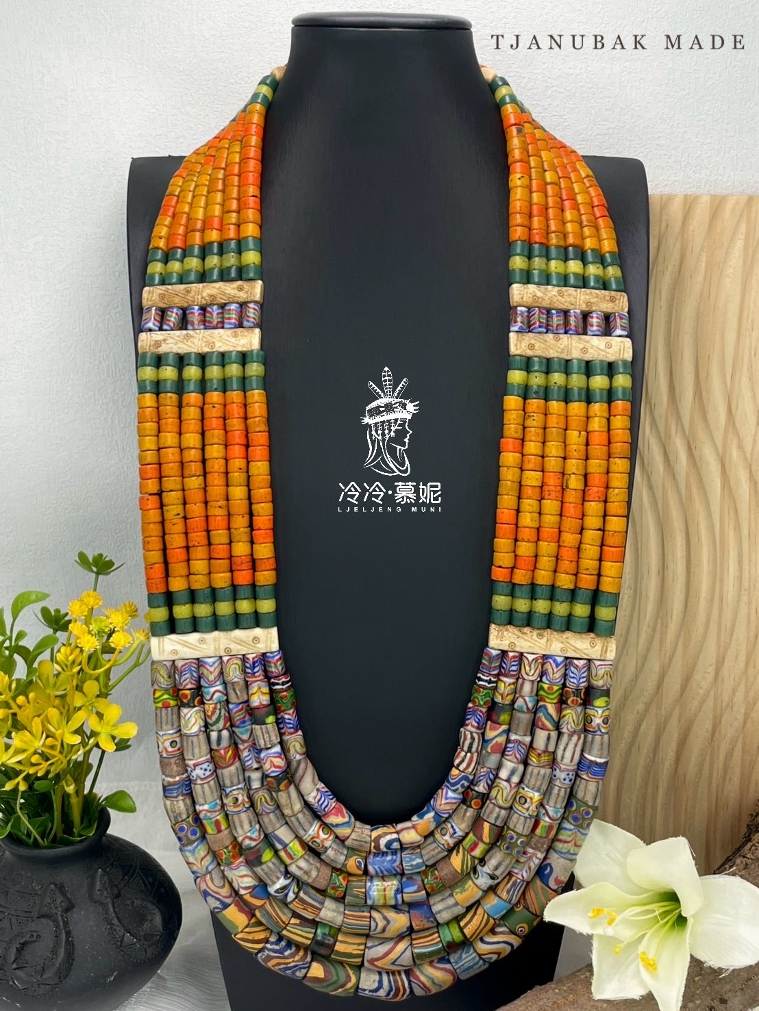 W-No.83傳統花珠六排複串長鍊81cm