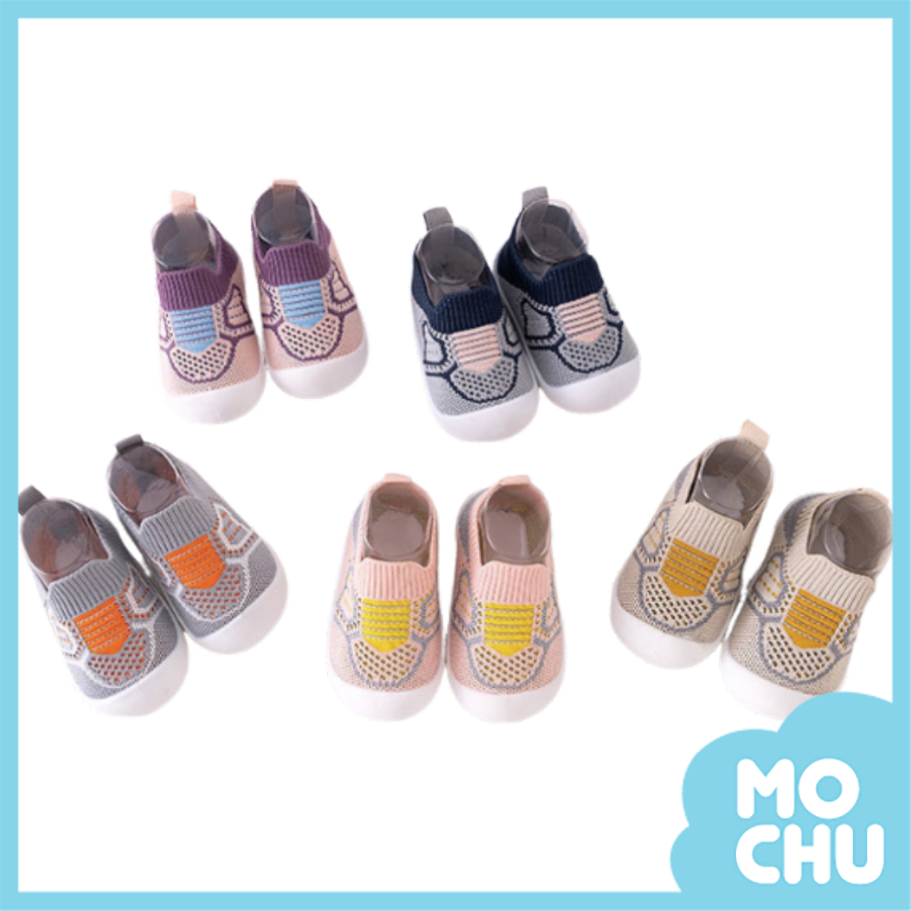 線條撞色網布防滑學步鞋(五色)