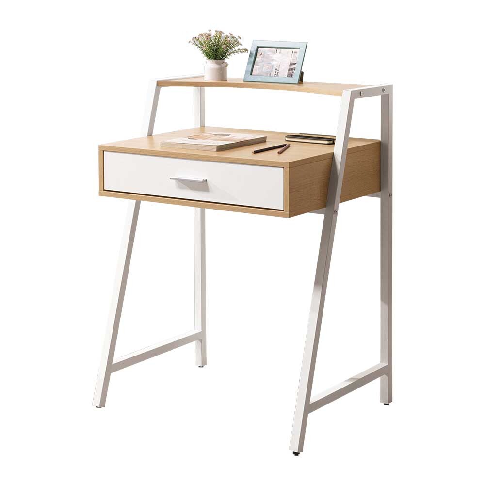 提爾2.2尺簡約一抽書桌/工作桌書桌(白色腳座)