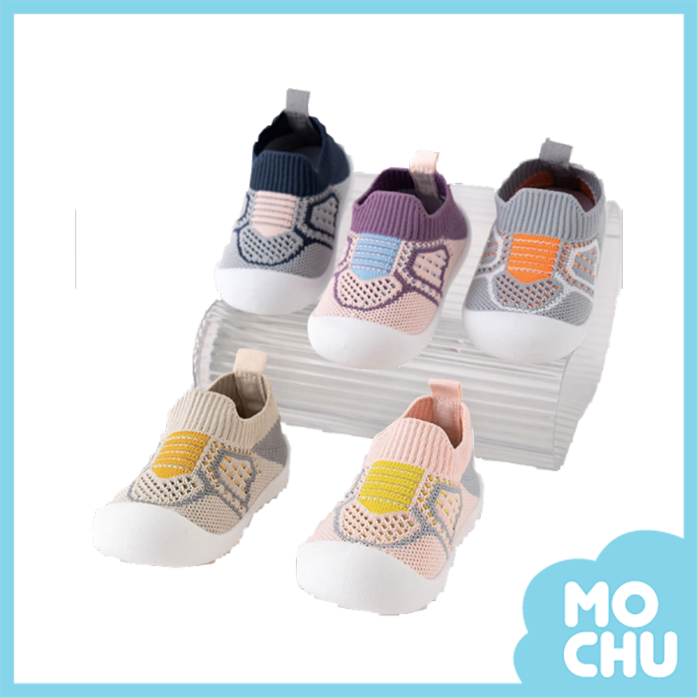 線條撞色網布防滑學步鞋(五色)
