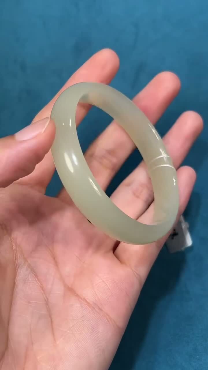 和田玉青海湖水綠素鐲,天然和田玉軟玉