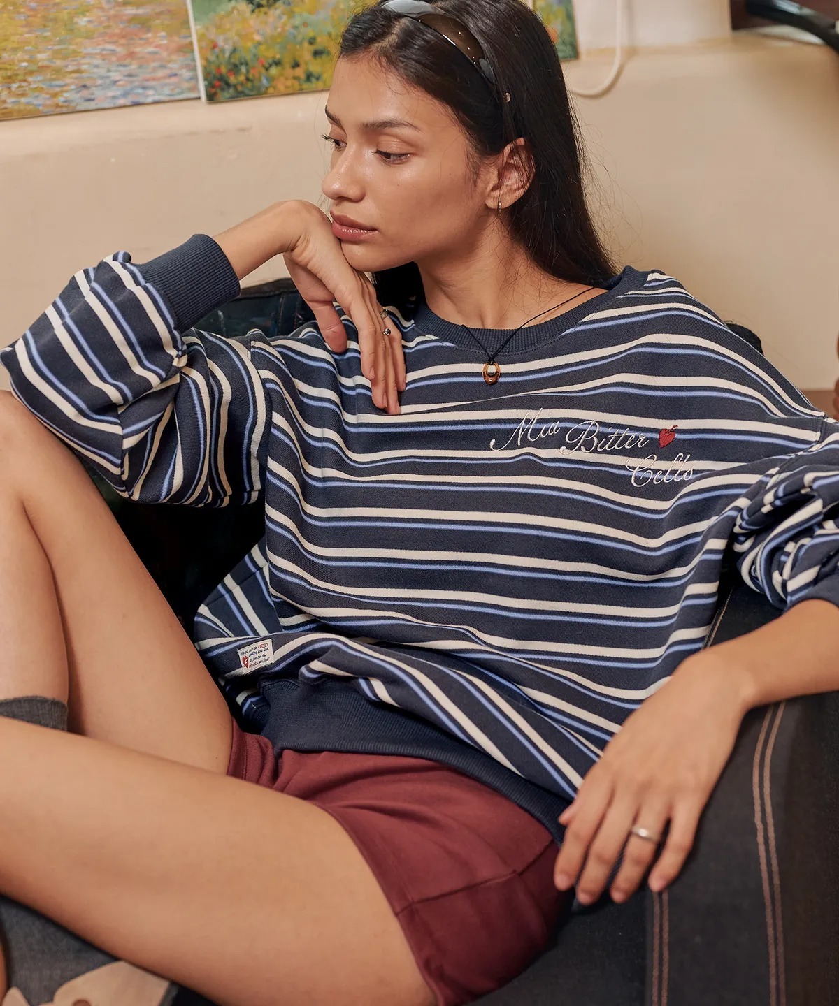 BITTER CELLS Mia Stripe Sweat Shirt