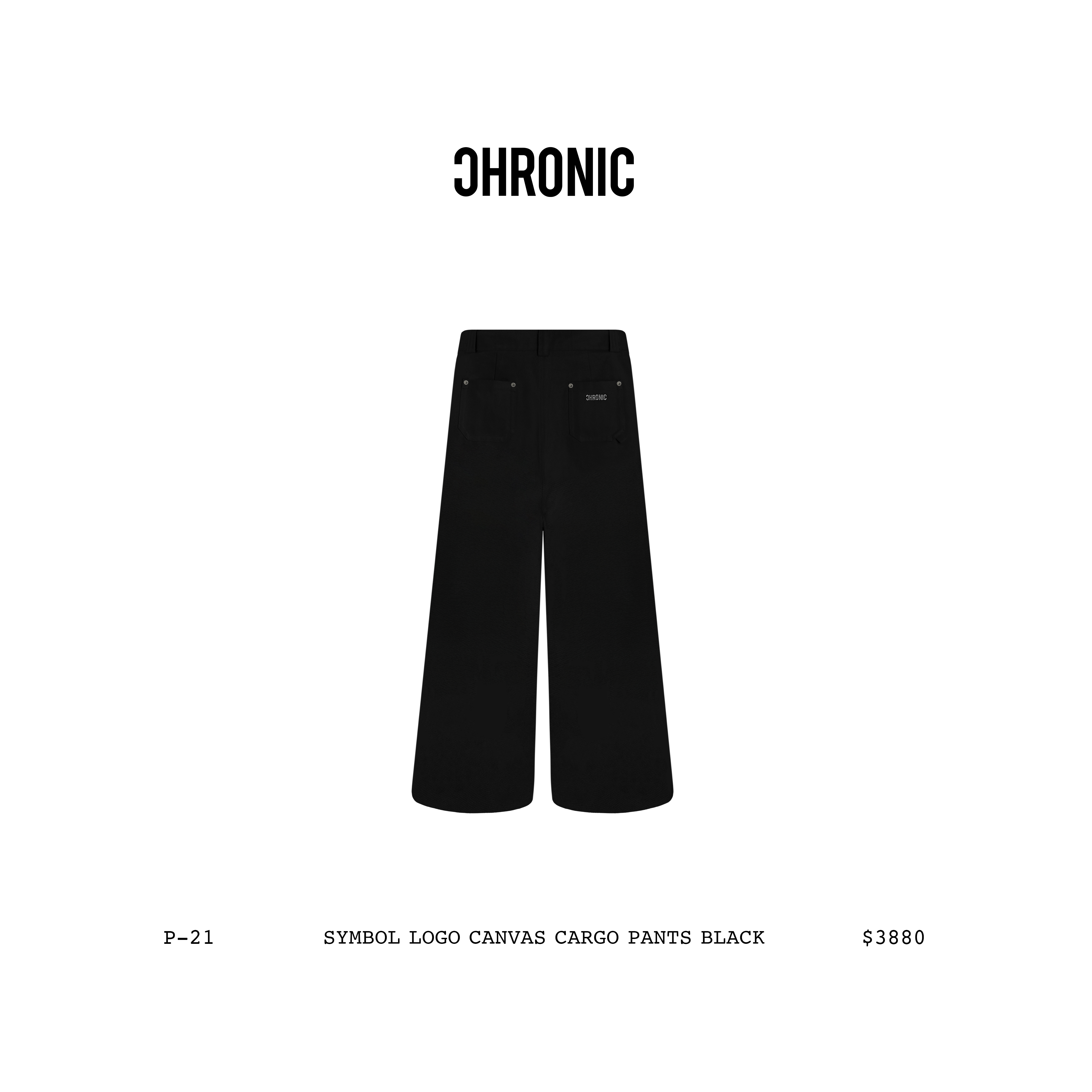 SYMBOL LOGO CANVAS CARGO PANTS BLACK / P-21