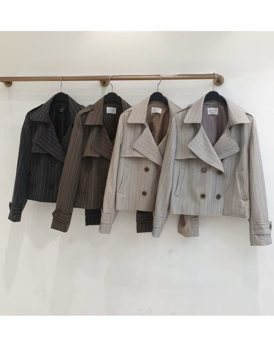 936 正韓條紋翻領短版外套