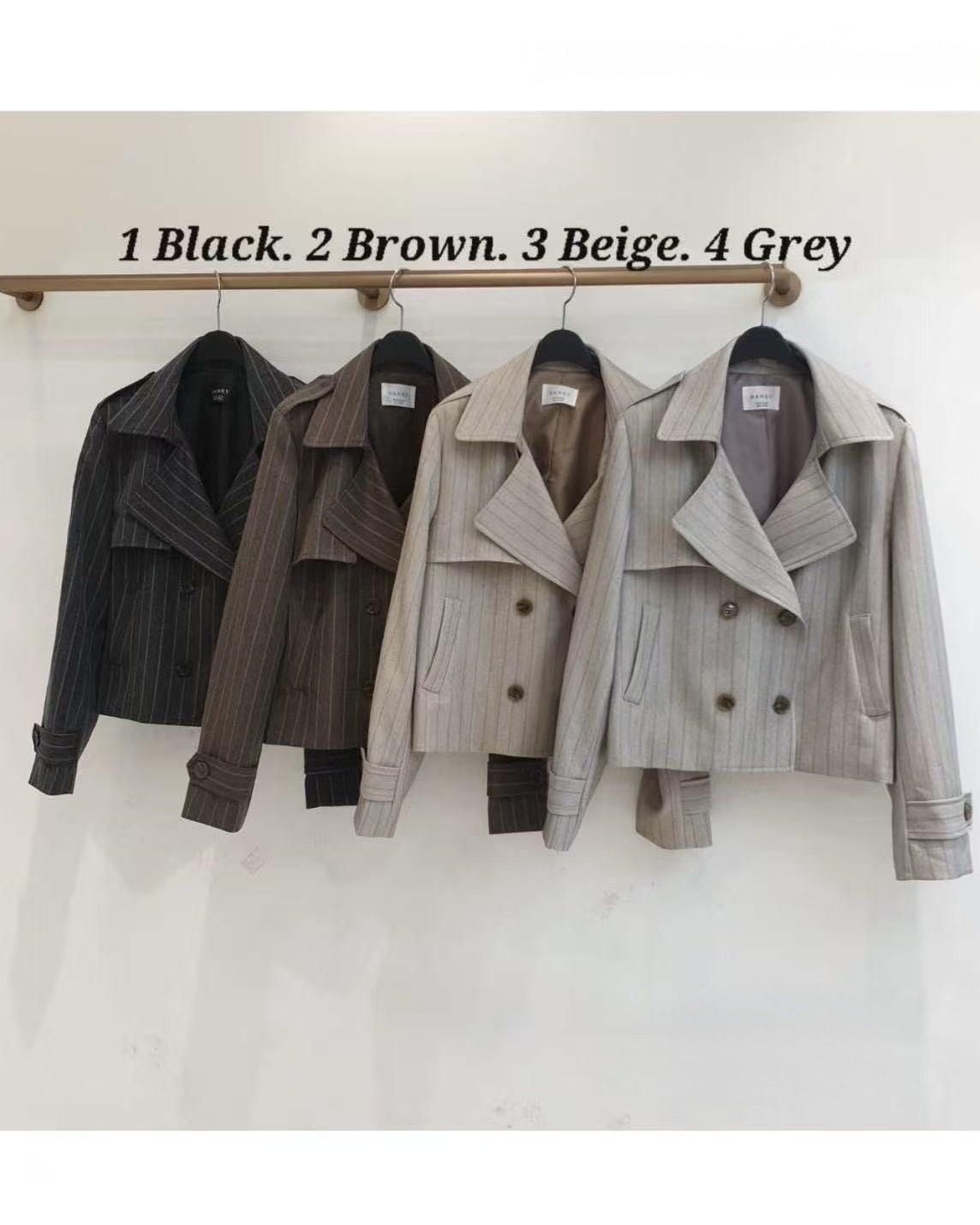 936 正韓條紋翻領短版外套