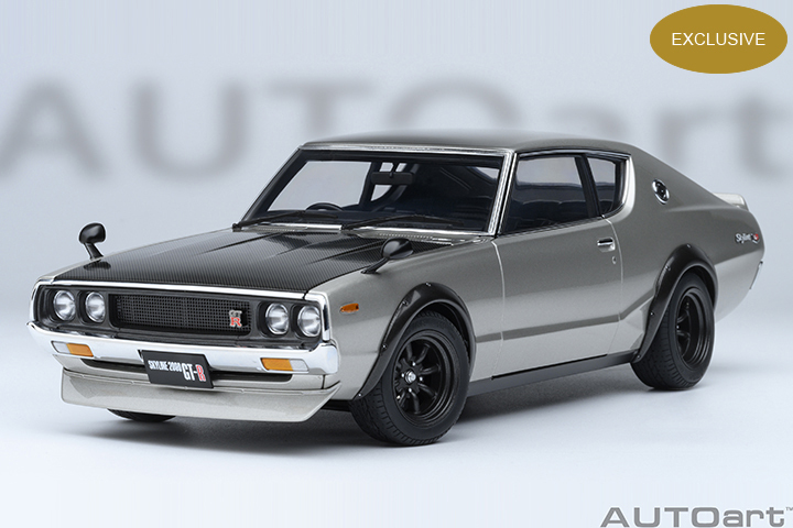 1/18 AUTOART NISSAN SKYLINE 2000 GT-R (KPGC110) TUNED VERSION  (SILVER/ CARBON BONNET)  (77477  )