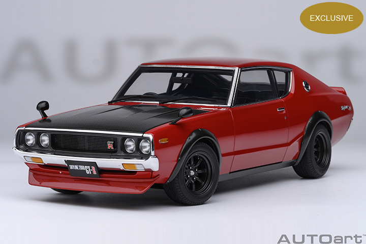 1/18 AUTOART NISSAN SKYLINE 2000 GT-R (KPGC110) TUNED VERSION (RED/ CARBON BONNET) (77479)