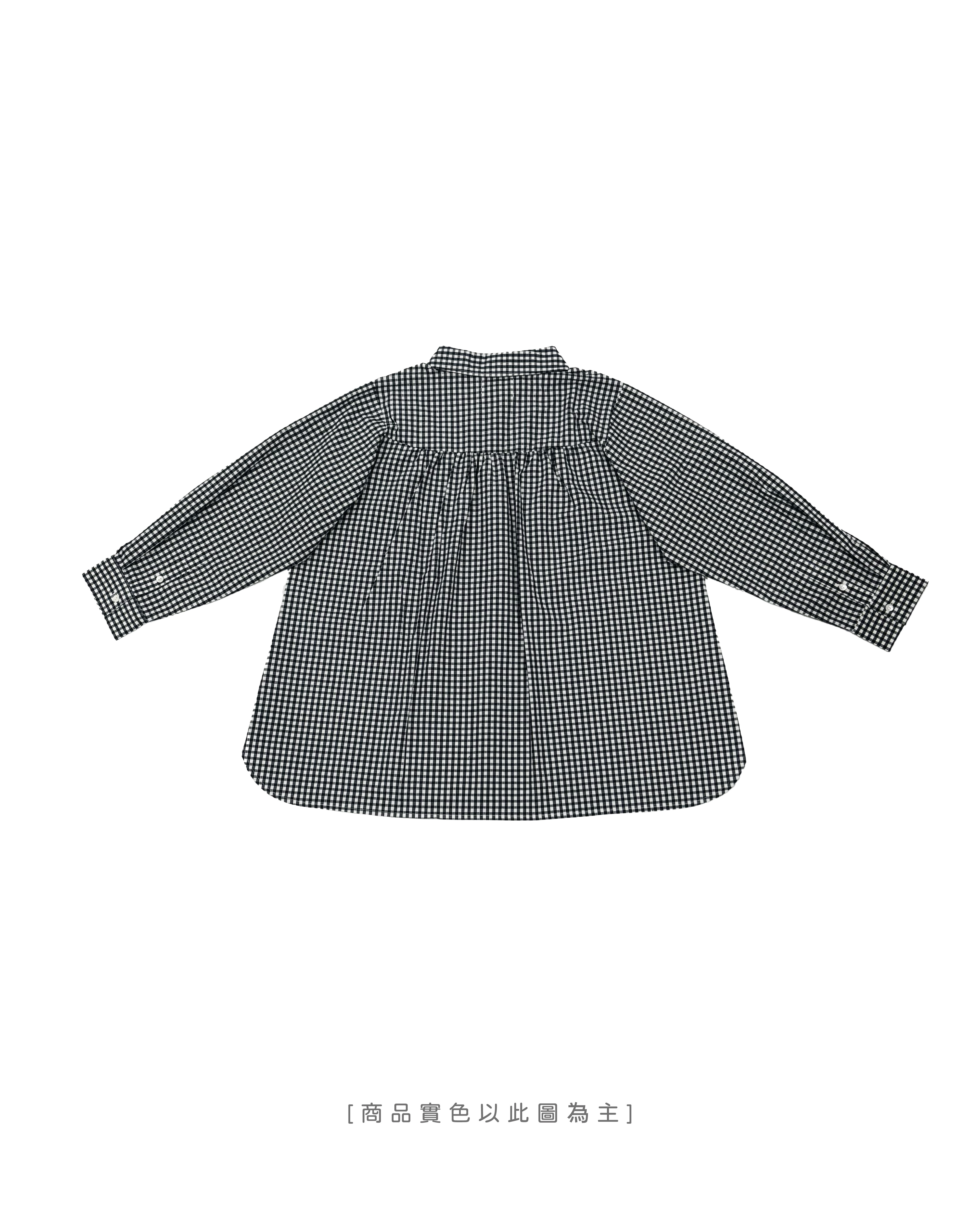 【 Kiki.co Made 】Kiki And Bouba Plaid Long Sleeve Shirt - Black