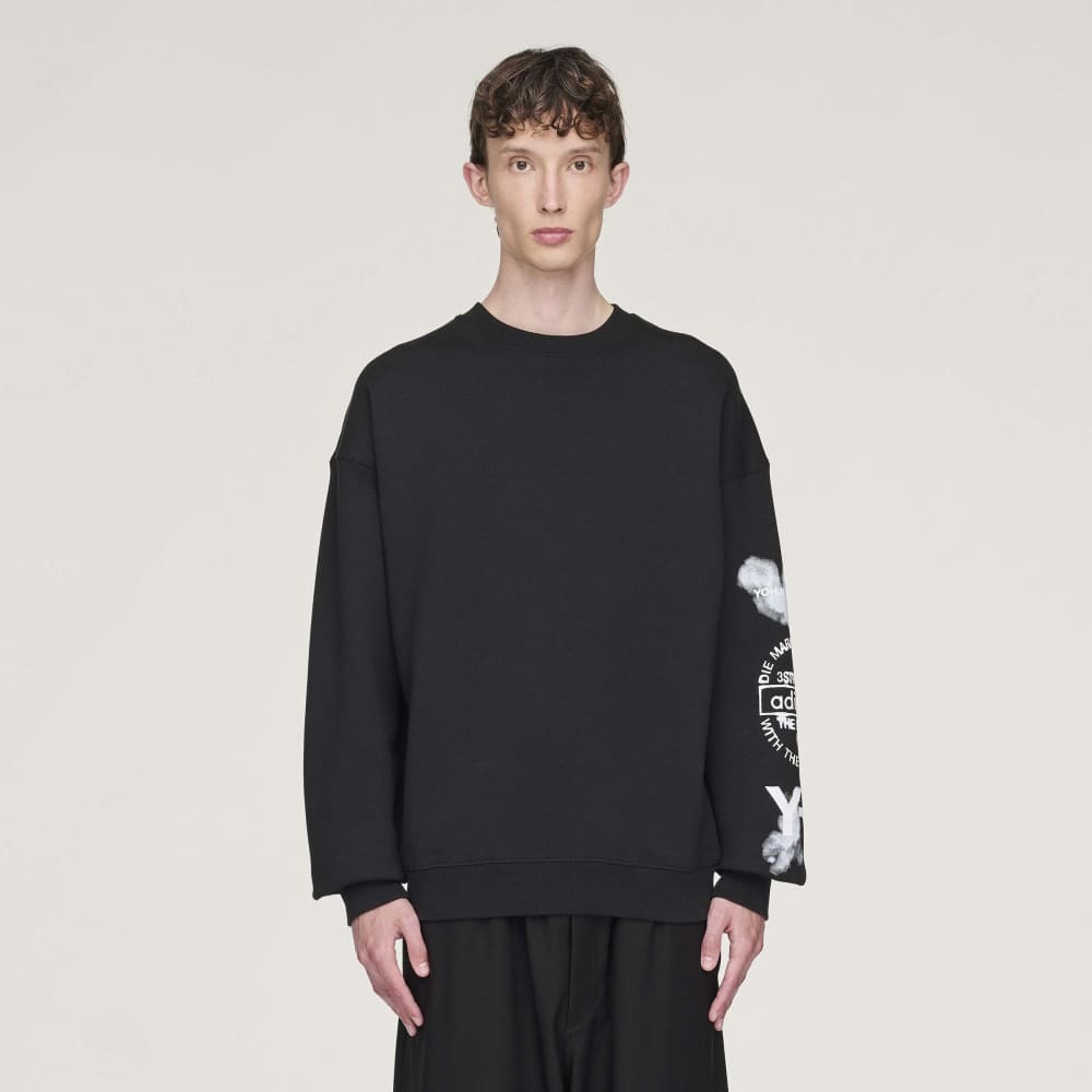 【 Y-3 GRAPHIC CREW SWEAT 日式墨染圓領衫 - 黑 】