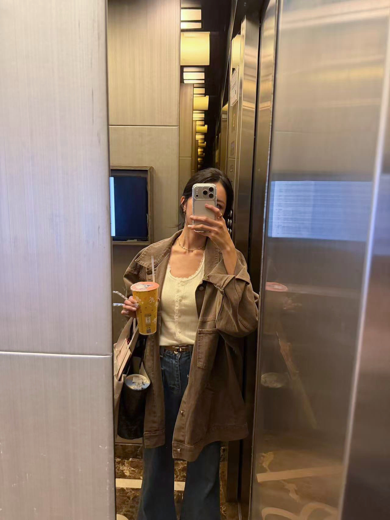 正韓oversize工裝牛仔外套