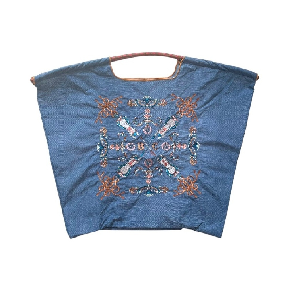 Ball＆Chain 刺繡環保購物袋 L號 - 丹寧藍 (30116877)