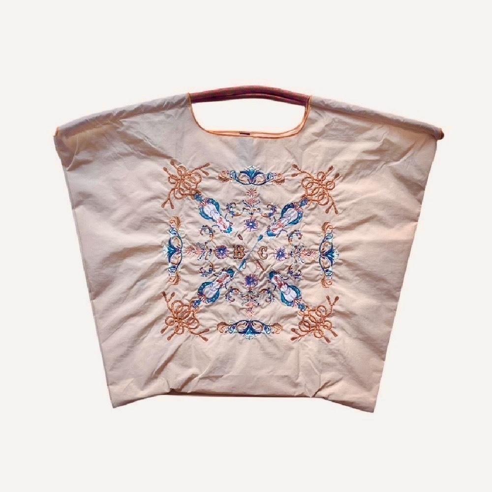 Ball＆Chain 刺繡環保購物袋 L號 - 卡其 (30116821)