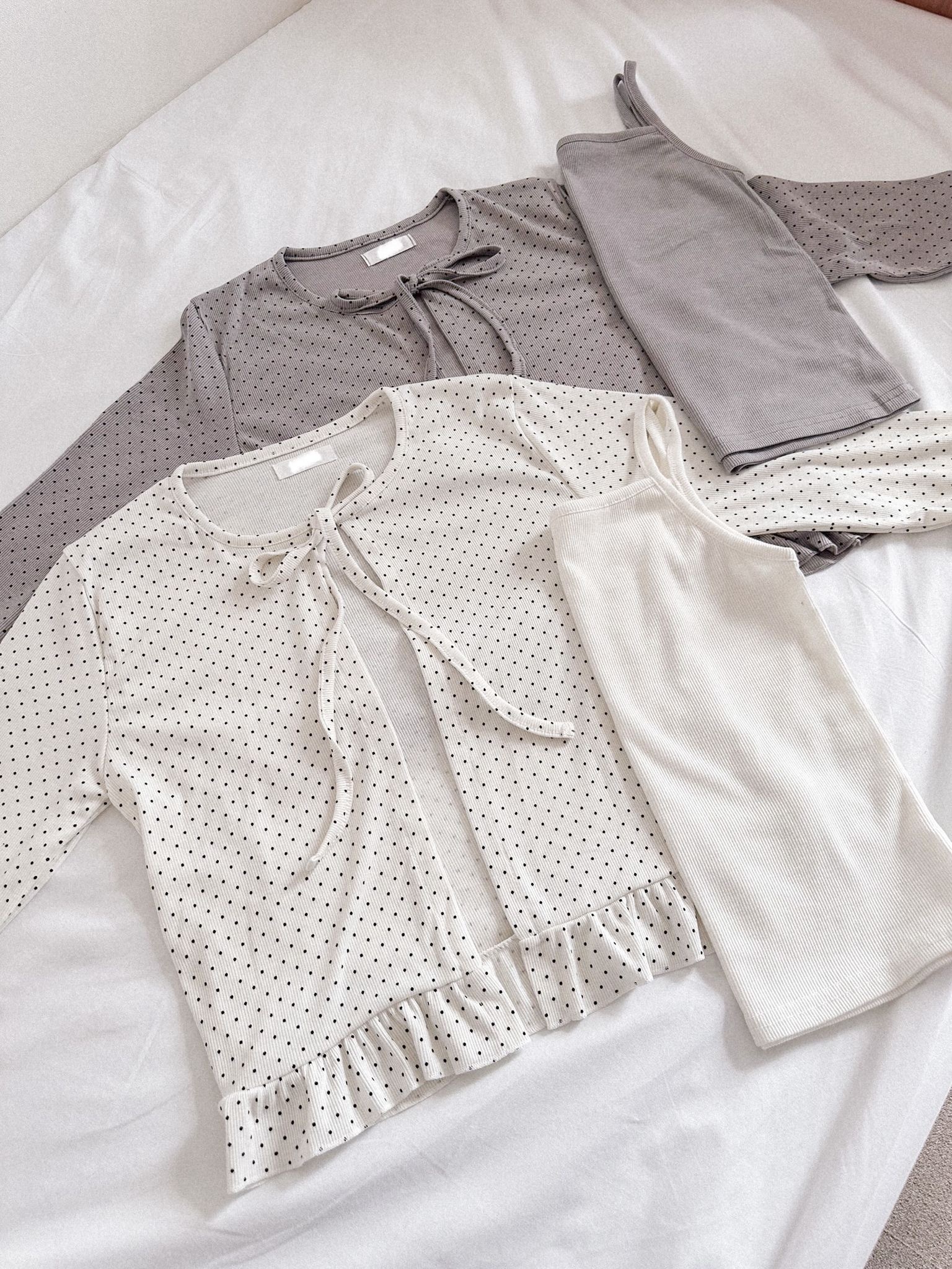 Ruffle下擺波點綁帶Top Set〈🇰🇷DAY 3〉