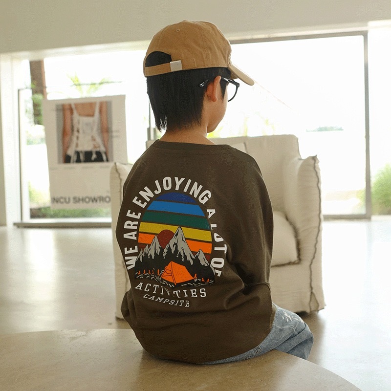 現貨 120綠色 130卡其色 140綠色｜兩色camp tee    ‧₊