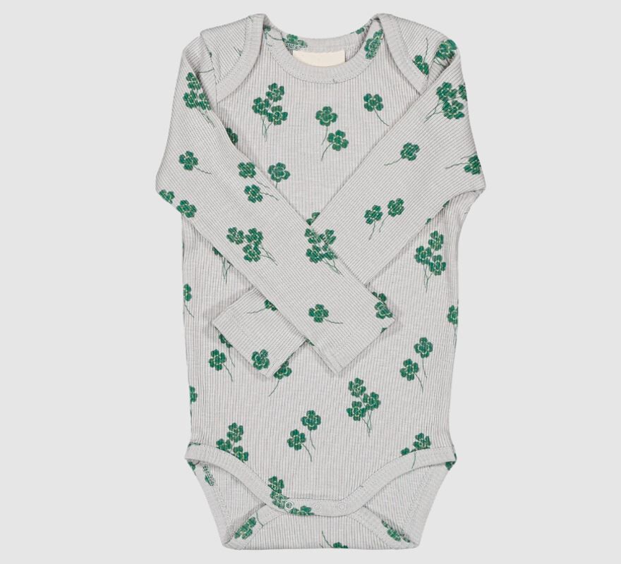 STUDIO BOHEME PARIS 四葉草竹節棉包屁衣 Body Woody-Gris trèfles