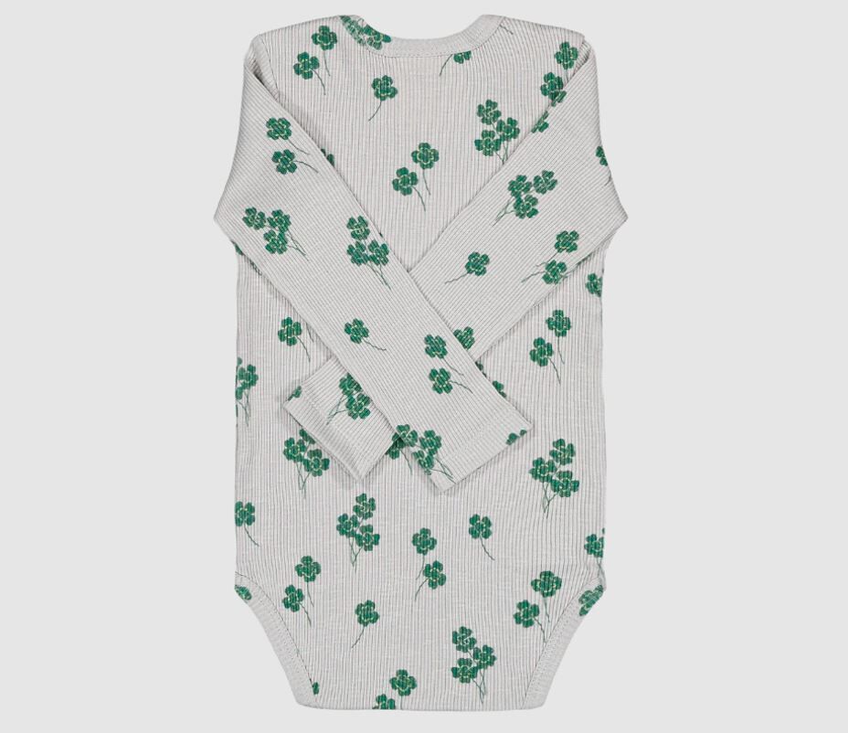 STUDIO BOHEME PARIS 四葉草竹節棉包屁衣 Body Woody-Gris trèfles