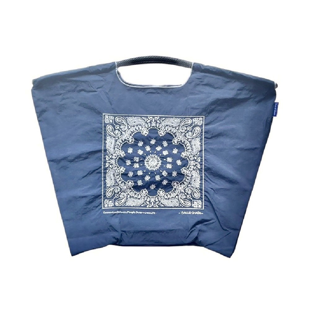 Ball＆Chain 刺繡環保購物袋 L號 - 深藍 (30110832)