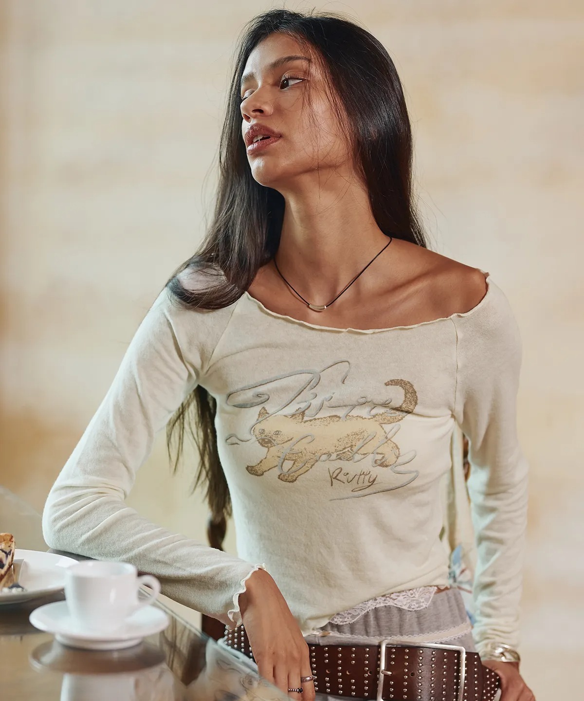 BITTER CELLS Fog Cat Boat Neck Long Sleeve