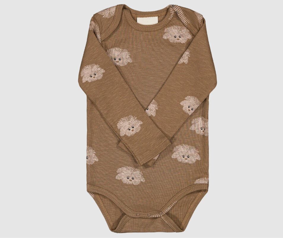 STUDIO BOHEME PARIS 摩卡狗狗竹節棉包屁衣 Body Woody-Mocha chien