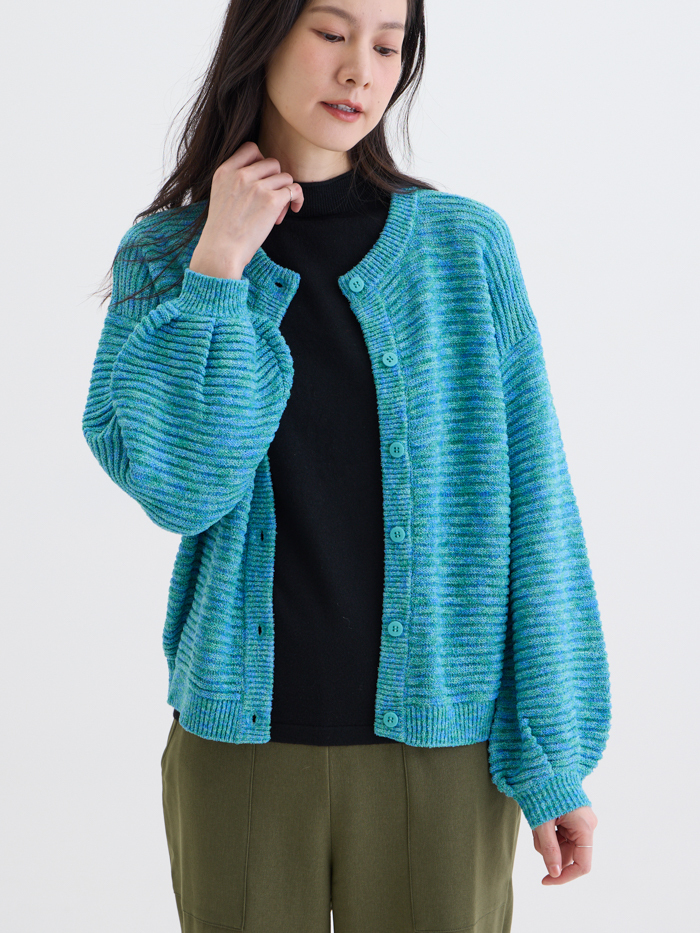 陪你散步泡芙袖針織外套-夢遊薄荷