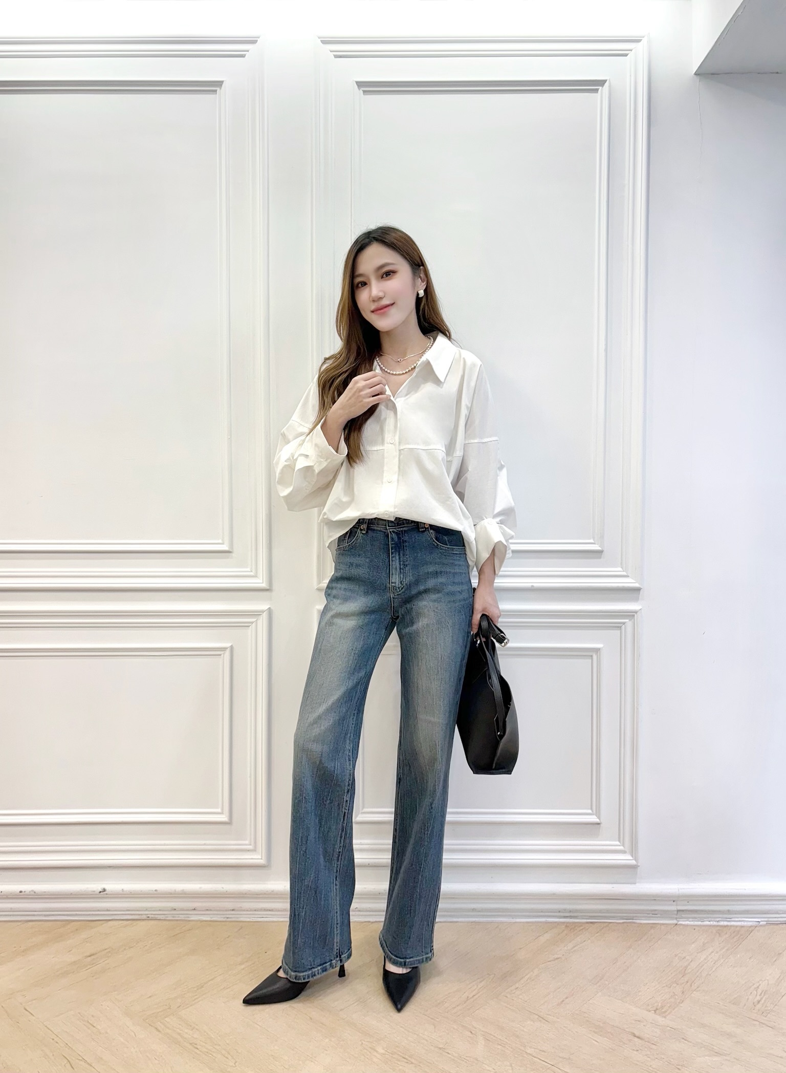 復古刷色紋理牛仔褲