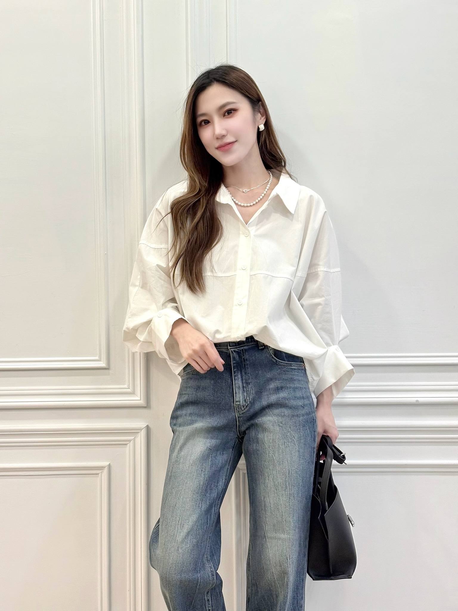 率性俐落打褶澎袖襯衫