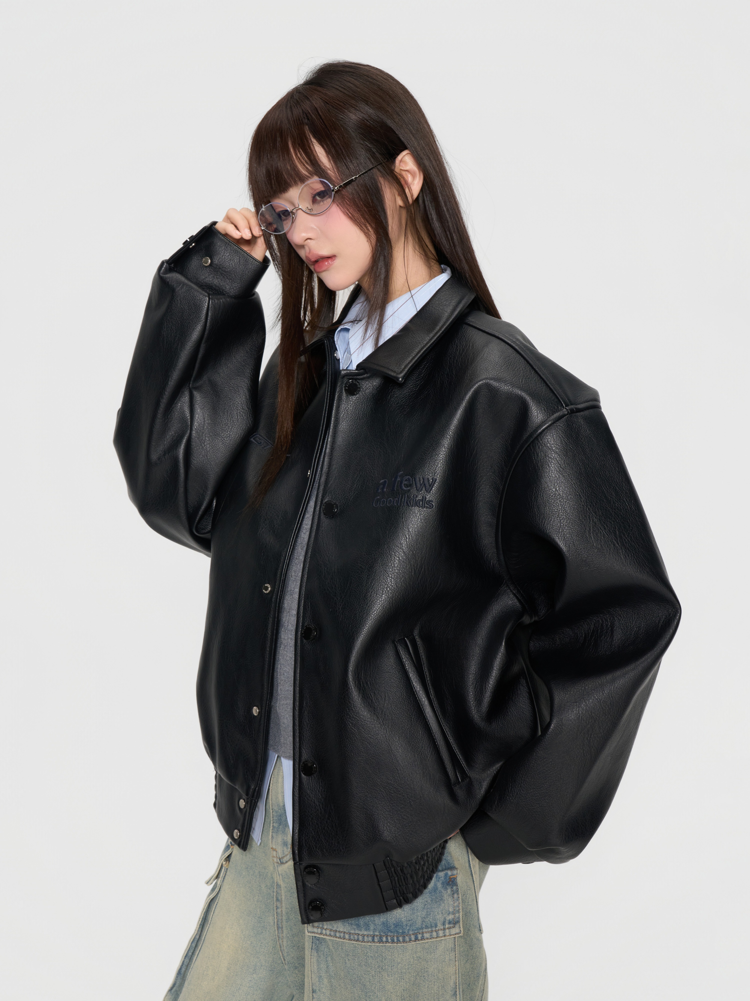 AFGK x 樂透人生GT:即刻入戲  胸前刺繡Logo 背後大牛蹄印 皮衣外套 A FEW GOOD KIDS