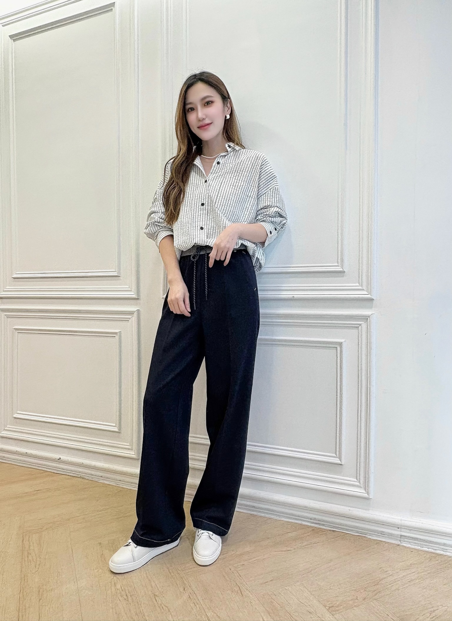 (時髦必備!)拼接感棉褲頭丹寧褲