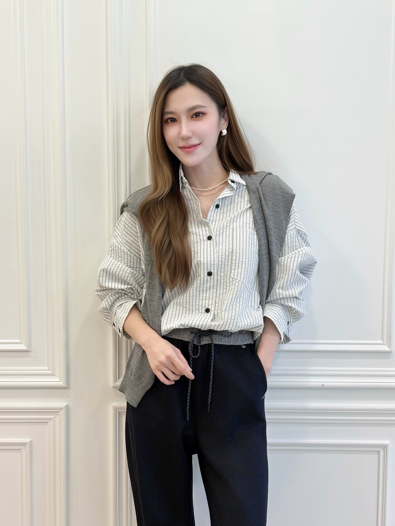 (時髦必備!)拼接感棉褲頭丹寧褲