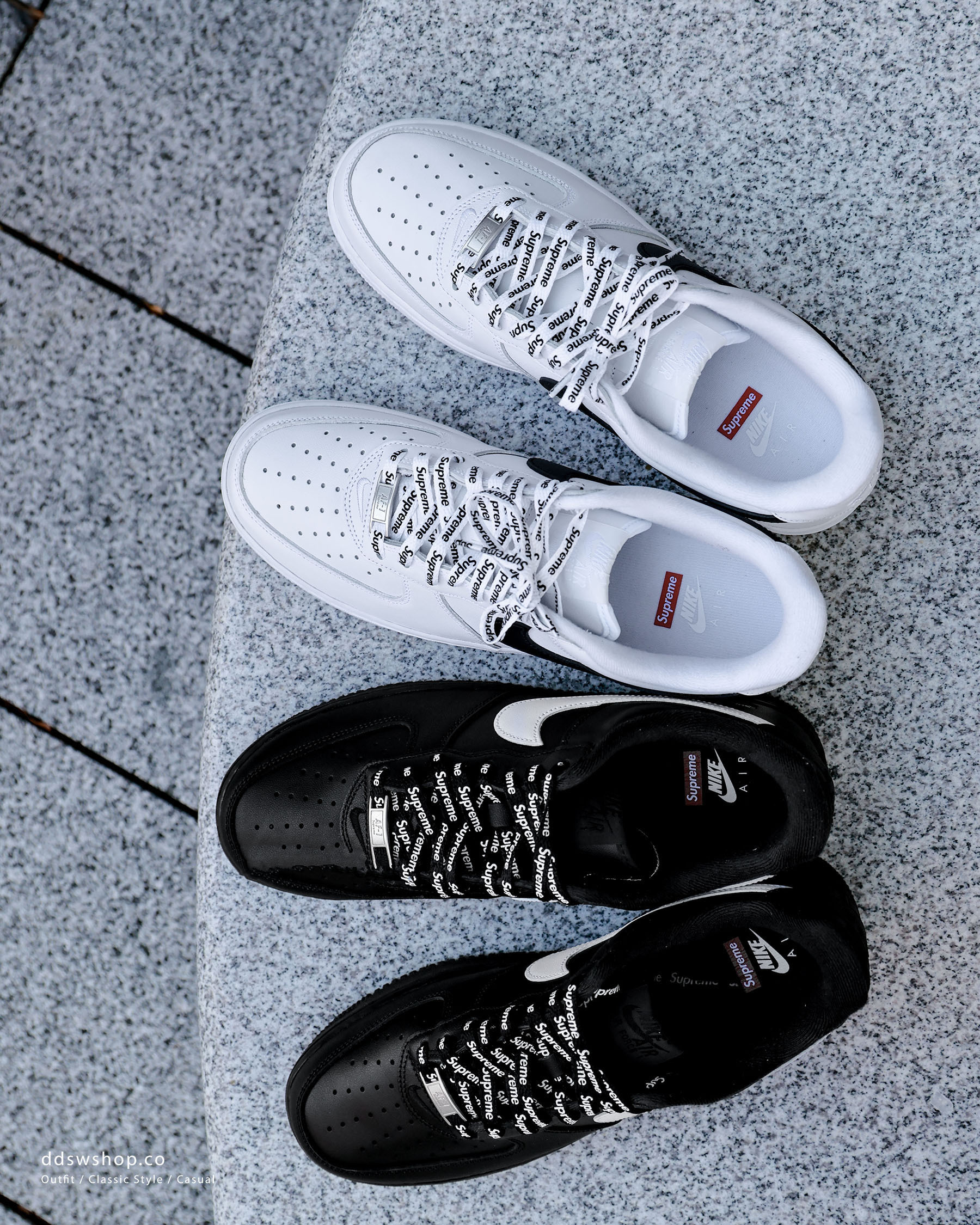 "現貨" Supreme x Nike Air Force 1 聯名款經典黑白 男鞋