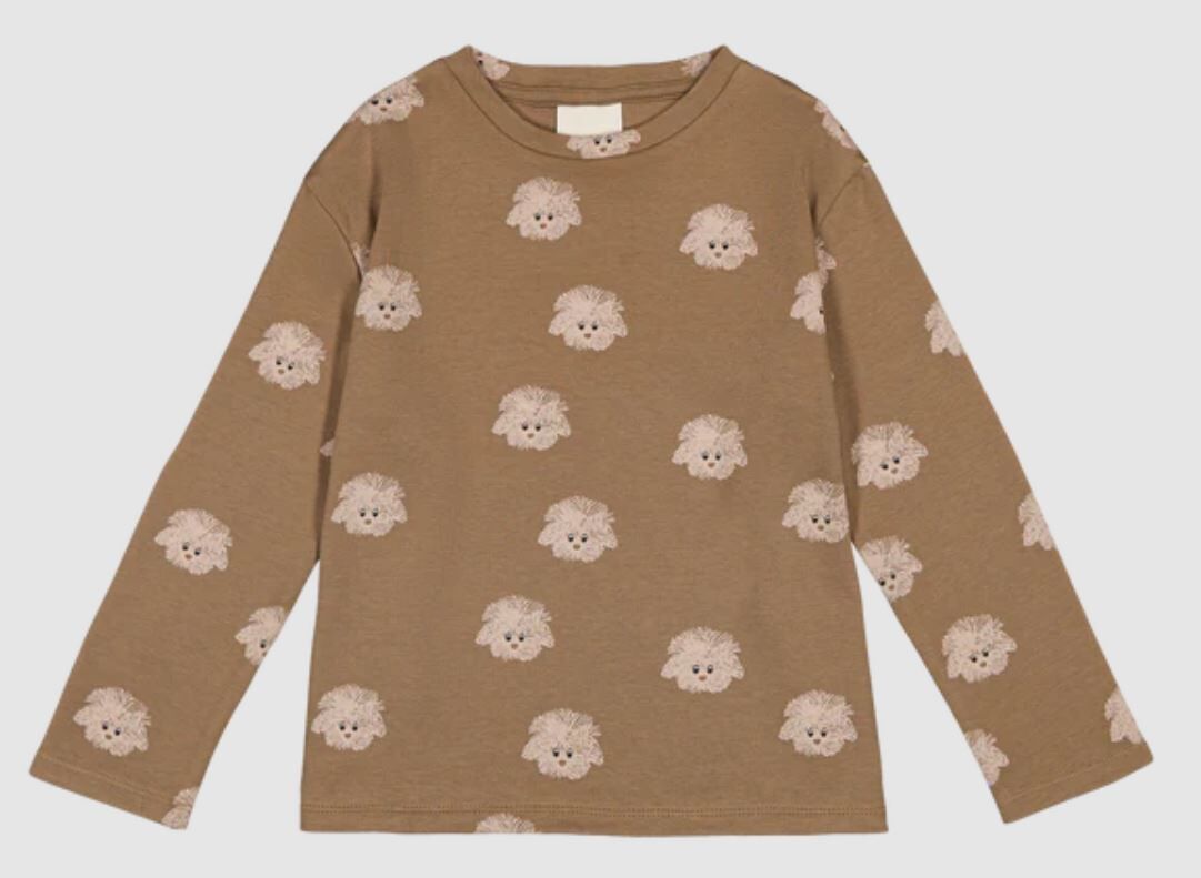 STUDIO BOHEME PARIS 摩卡狗狗長袖上衣 T-shirt Essential-Mocha chien