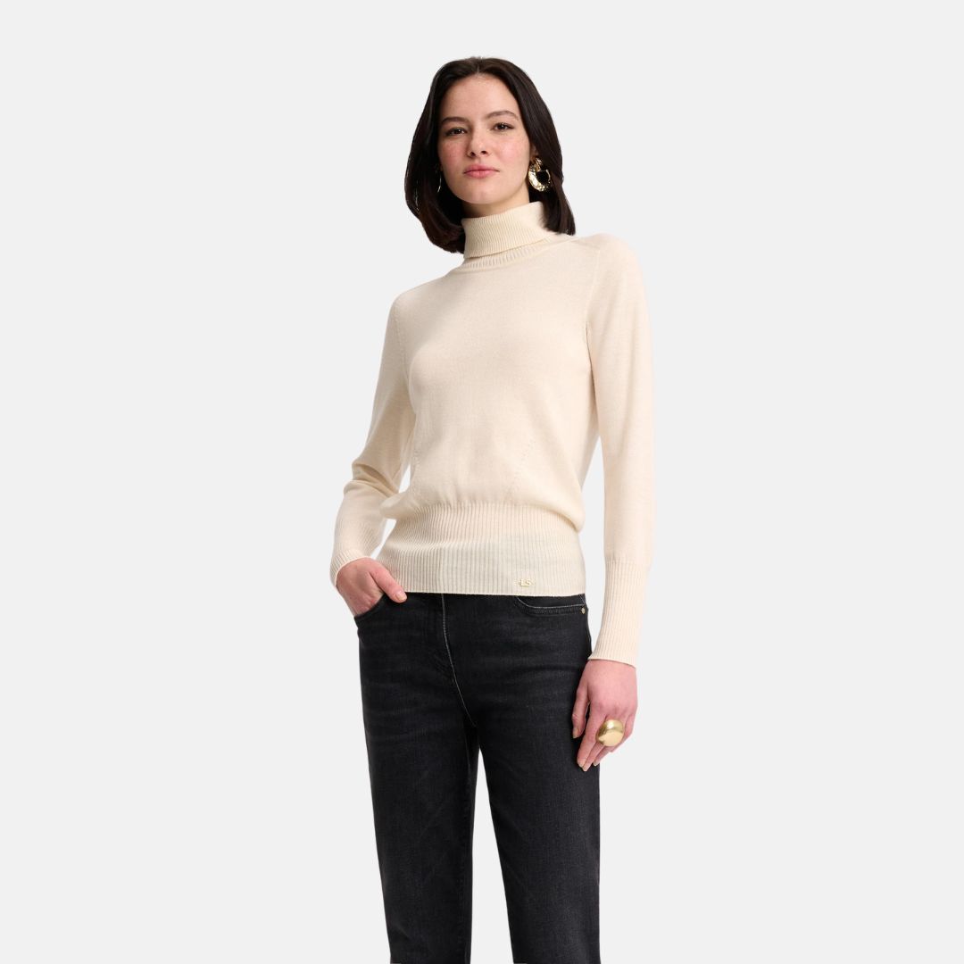 1LS1015-010 LUISA SPAGNOLI Mano Wool Pullover Cream #100105.0202 (C-EU-E)
