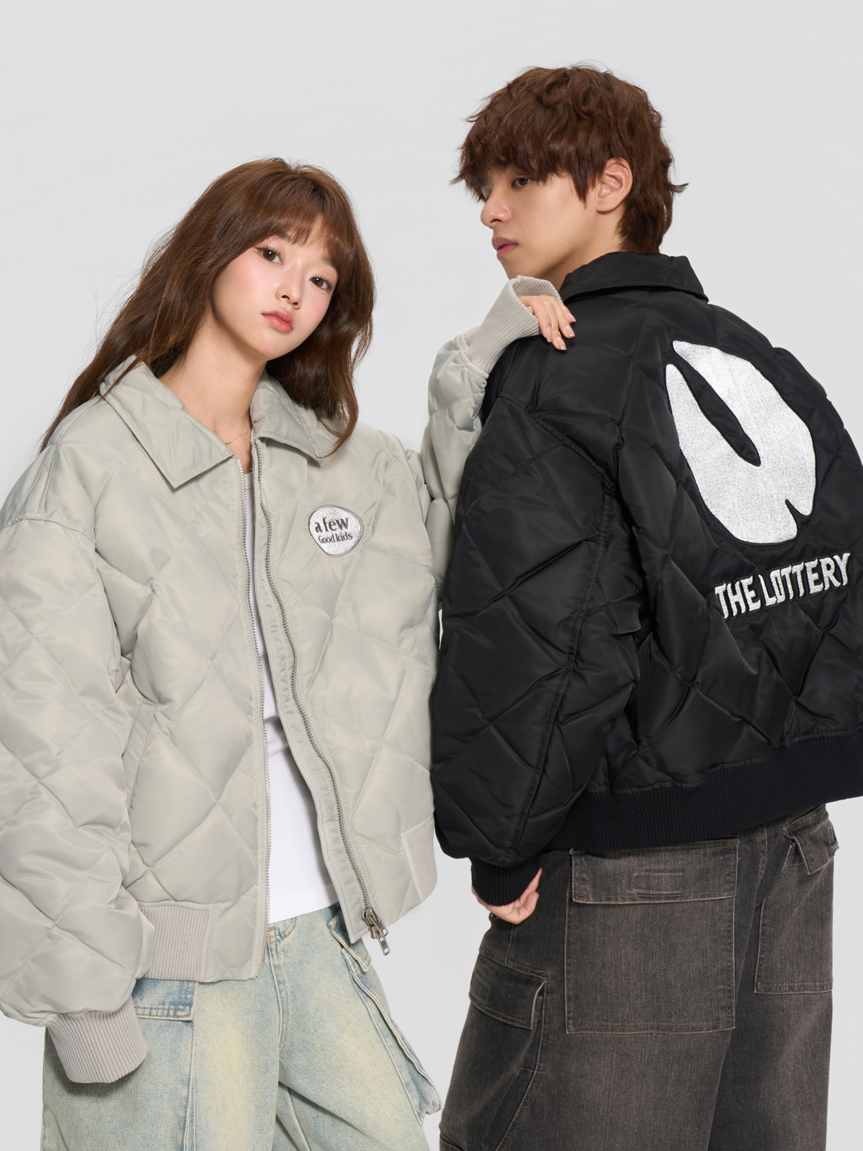 AFGK x 樂透人生GT:即刻入戲  胸前刺繡Logo Lucky Drew 菱形格羽絨服 外套  A FEW GOOD KIDS