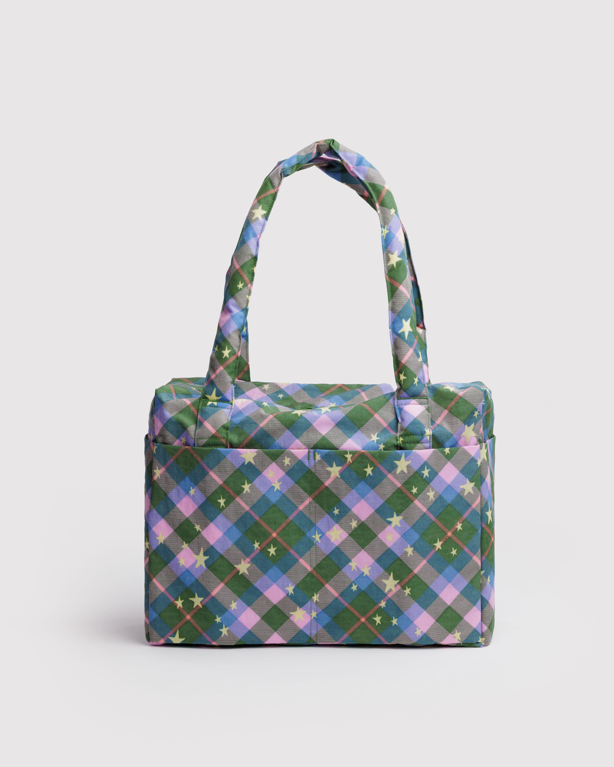 Small Cloud Carry-On - Green Star Plaid| BAGGU