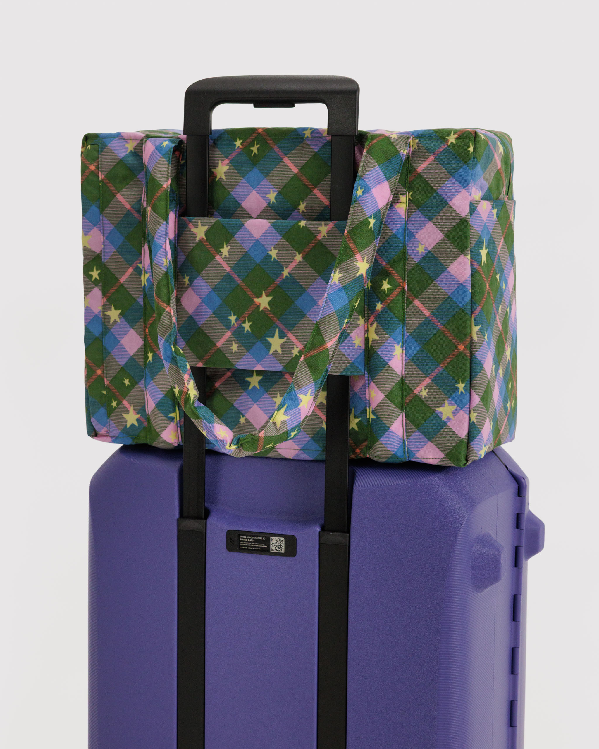 Small Cloud Carry-On - Green Star Plaid| BAGGU