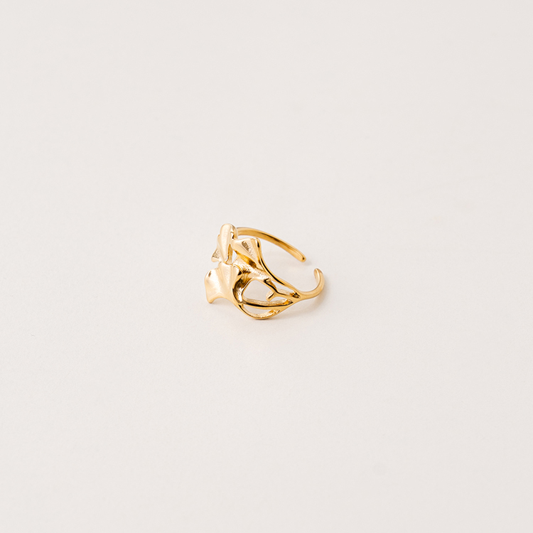 miramira自然｜雙環銀杏戒指A1032-金25335