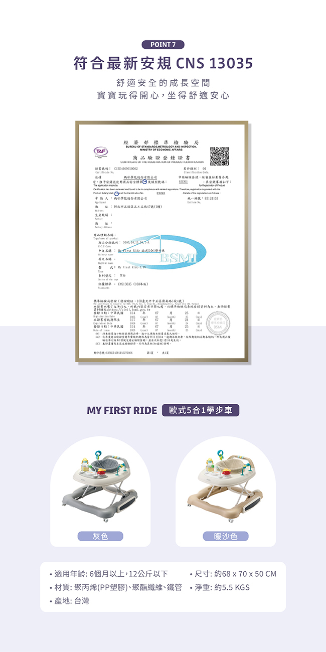 HomeMommy My First Ride 歐式5合1學步車 商品資訊