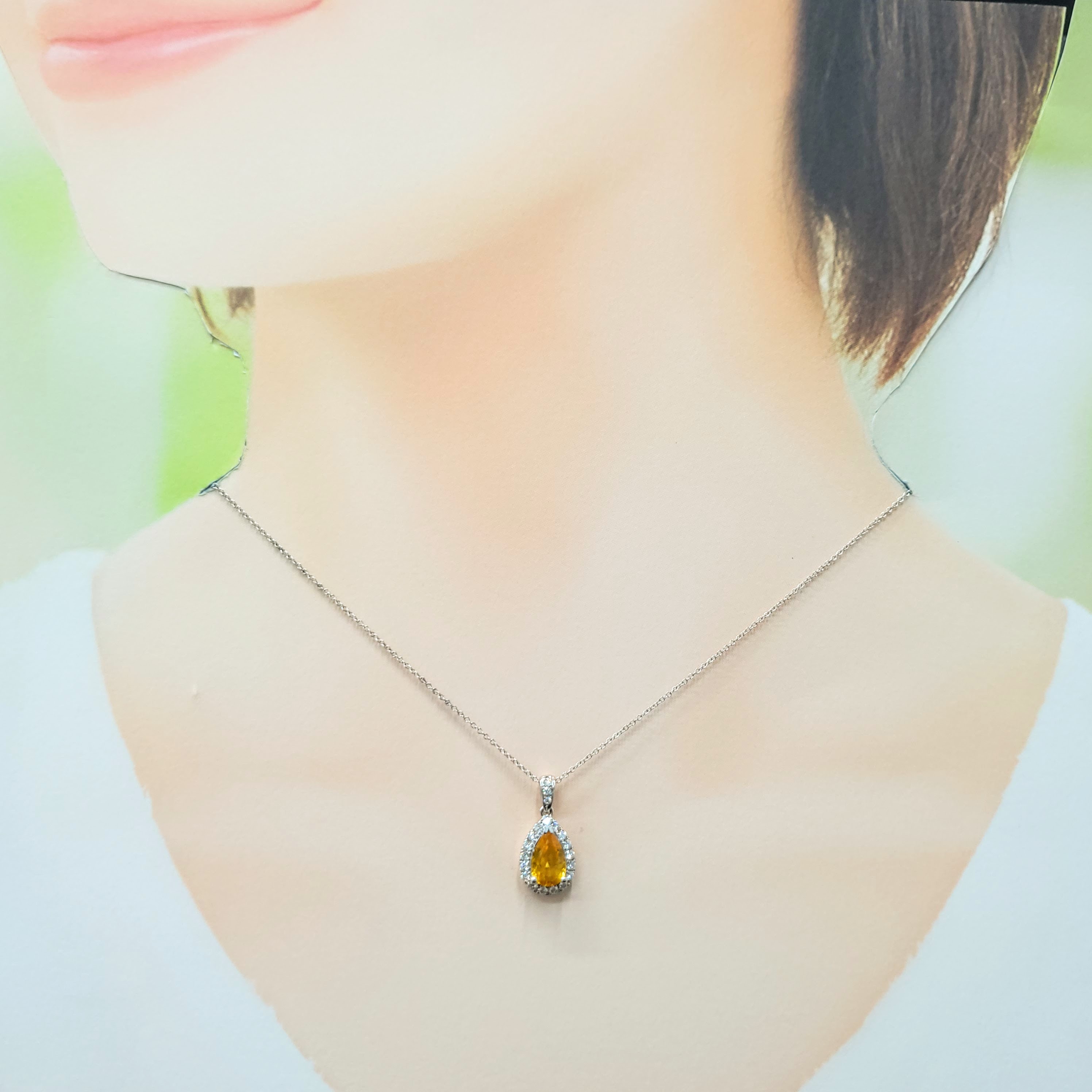 18K White Gold 1.39ct Sapphire and Diamond Pendant