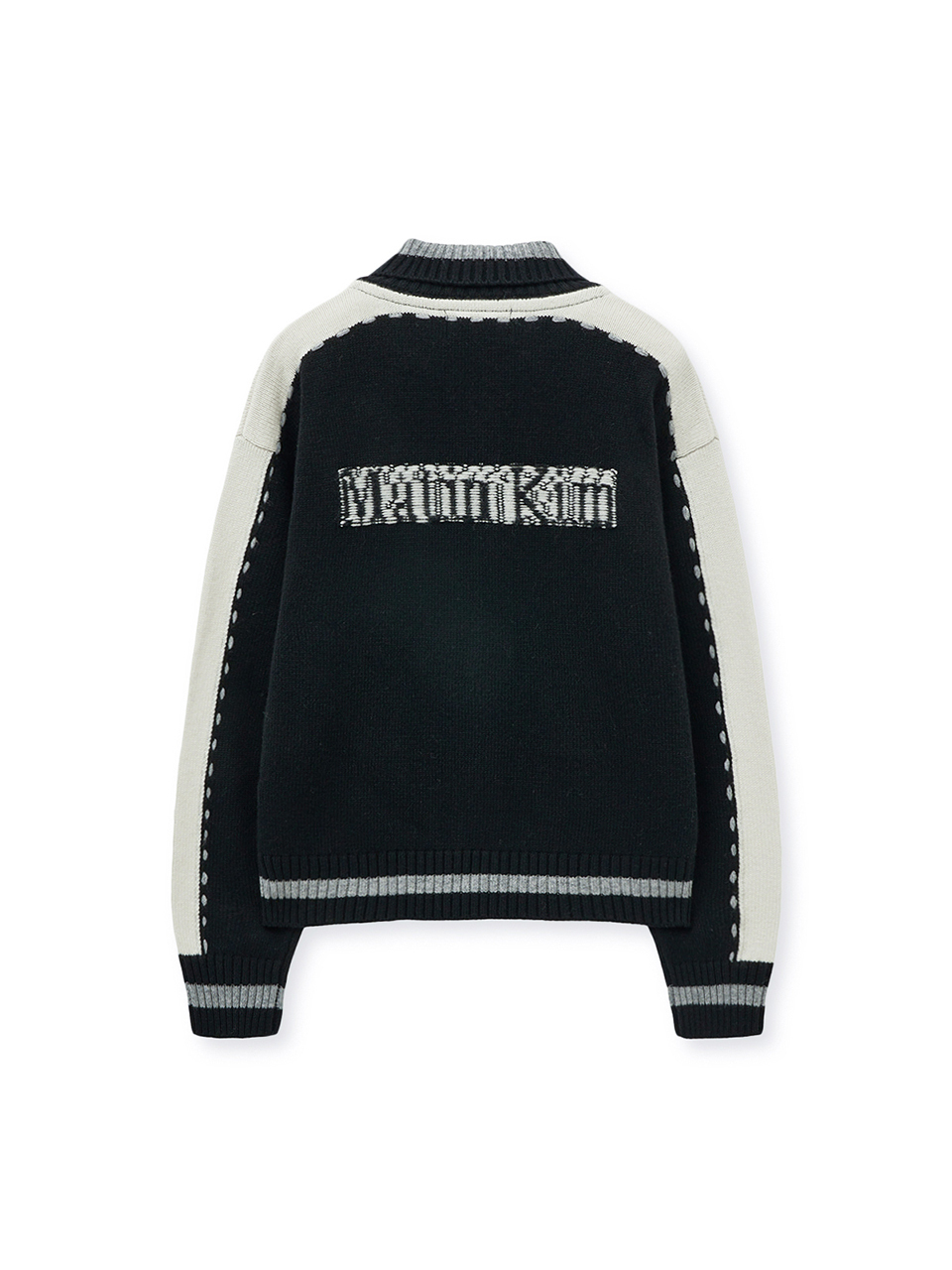 MATIN KIM字母針織拉鍊外套女款 黑色