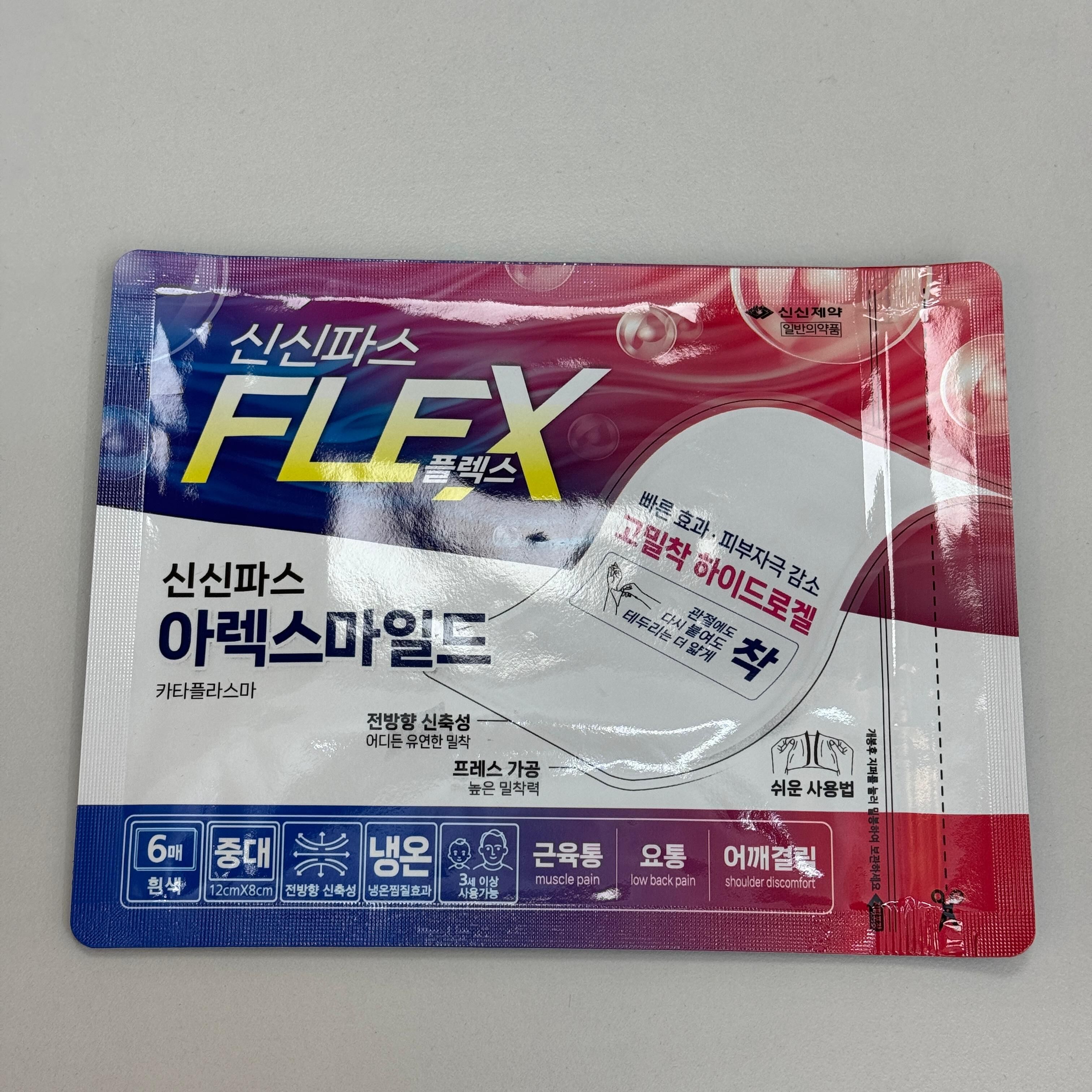 A67 韓國新信製藥冷熱感肌肉舒緩凝膠貼 (一包6片) [紅+藍色]