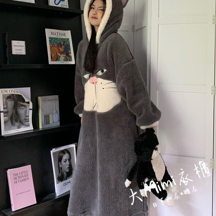 🔥暖呼呼系列-壞貓咪法蘭絨睡裙