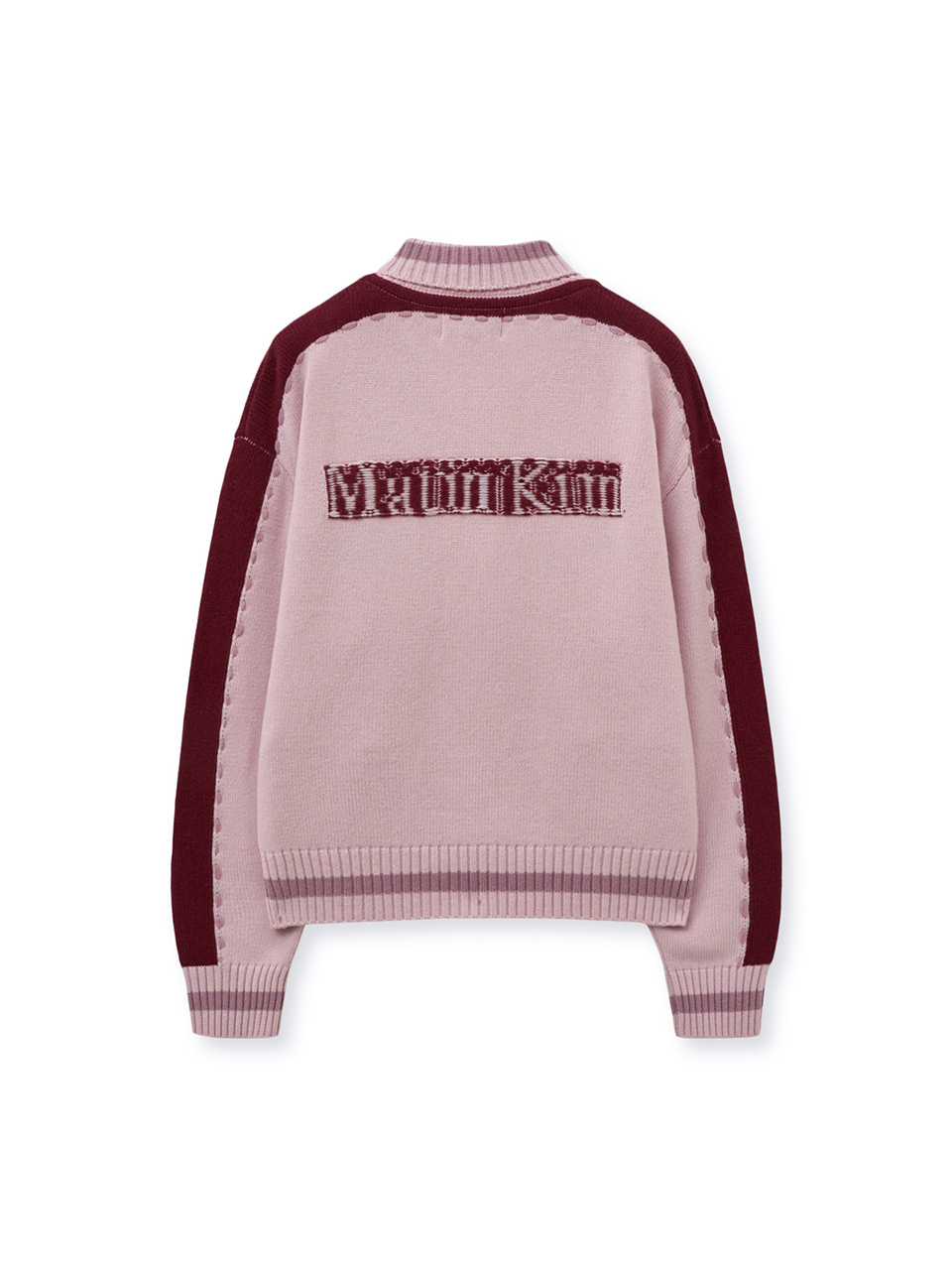 MATIN KIM字母針織拉鍊外套女款 粉色