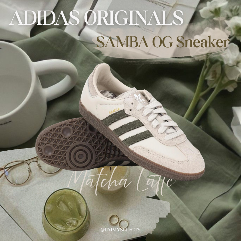 Adidas Originals Samba OG “Aluminum Medium Dark Khaki” Sneakers｜Matcha Tone Retro Classic